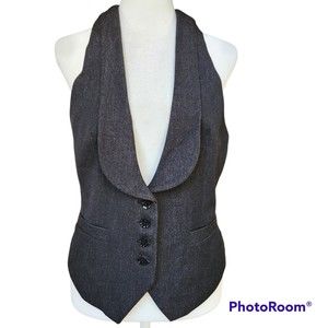 Womens Waistcoat/Vest Single Breasted Sleeveless Waist Tie Charcoal Grey Size 10
